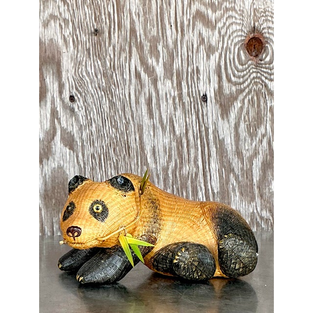 Vintage Boho Shanghai Weave Reclining Panda For Sale In West Palm - Image 6 of 8