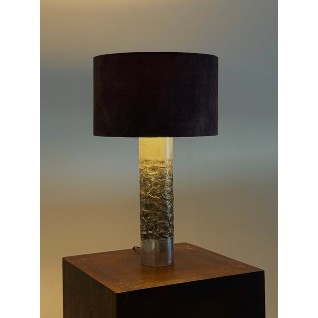 Gray Brutalist Table Lamp attributed to Willy Luyckx, 1960s For Sale - Image 8 of 14