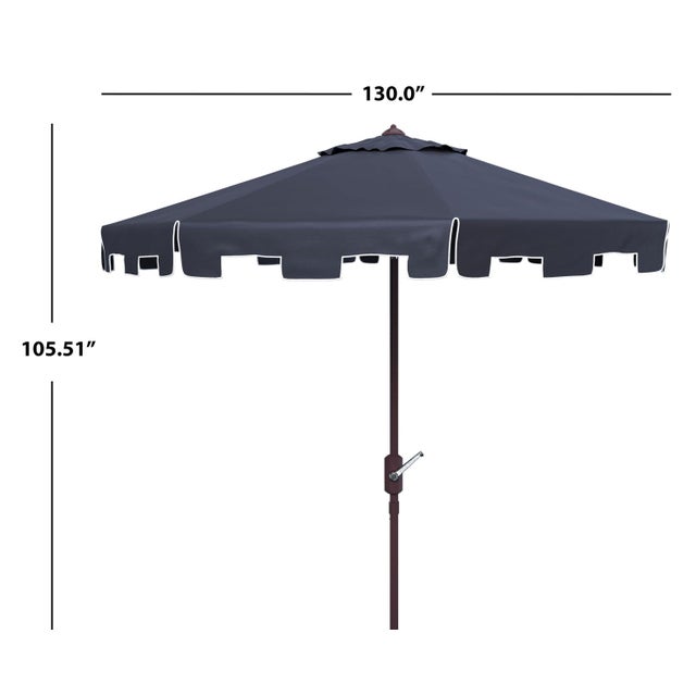 Modern Zimmerman 11Ft Round Market Umbrella, Navy With White Trim For Sale - Image 3 of 6