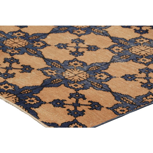 Vintage Zeki Müren Rug in Beige and Blue Geometric Medallions, From Rug & Kilim For Sale In New York - Image 6 of 7