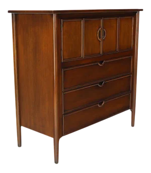 Exposed Sculptural Legs Double Accordion Door Compartment 3 Drawers Gentleman's