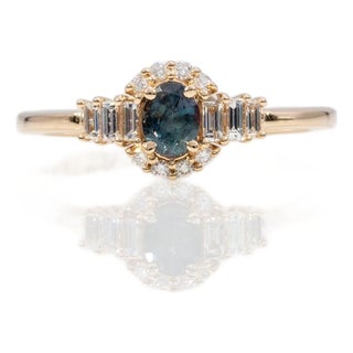 Alexandrite Ring With Earth-Mined Diamond Accents in Solid 14k Gold, 5x3.5mm For Sale