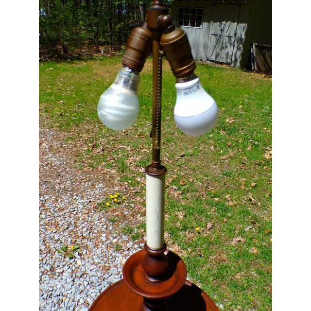 Wood Vintage Solid Mahogany Barley Twist Floor Lamp Table For Sale - Image 7 of 16