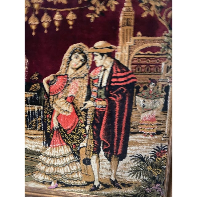 Large Vintage Flamenco Dancers Framed in Velvet Type Material For Sale In Boston - Image 6 of 10