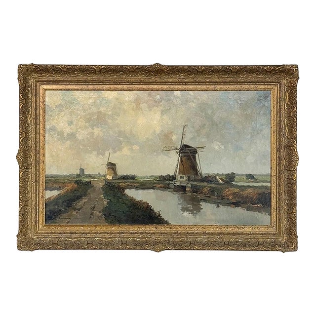 Antique Dutch Coastal Landscape Oil Painting by Jules Brouwers (1869–1955) For Sale