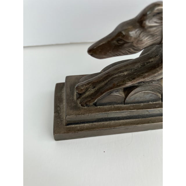 1910s French Art Nouveau Metal Bronze of Greyhound Dog Figurines For Sale - Image 5 of 10