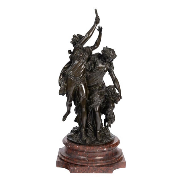 Large Napoleon III Bronze Sculpture with Marble Base from Clodion For Sale