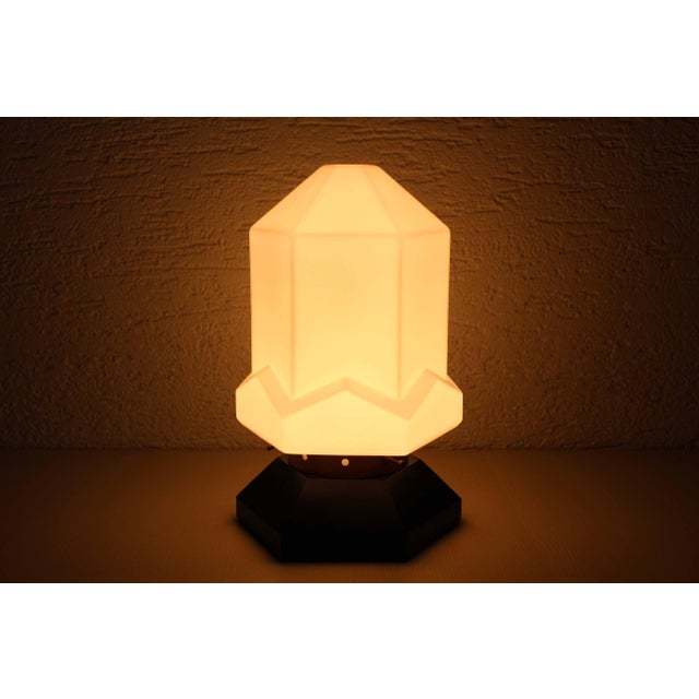 Art Deco Lamp in Wood and Opal Glass, 1930s For Sale - Image 9 of 10