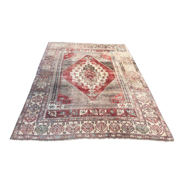 1960s Vintage Handmade Oushak Rug - 6′ × 8′4″ For Sale