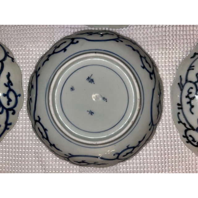 Antique Blue and White Plates - Collection of 12 - 7" X 7" Round - Scalloped Edge - End Edo or Beginning Meiji For Sale - Image 15 of 18