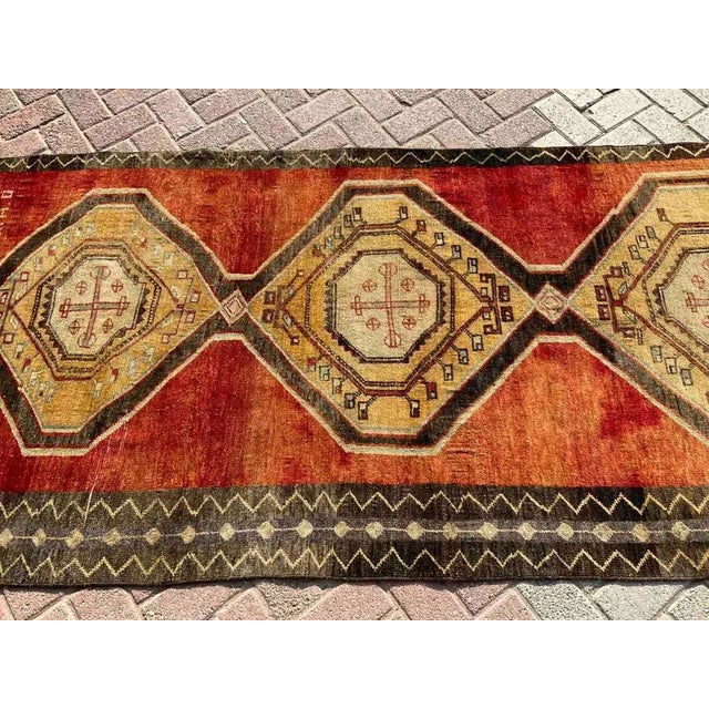 Textile Geometric Design Turkish Handmade Runner Rug - 44" X 125" For Sale - Image 7 of 10