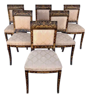 Early 19th Century Marquetry Dining Chairs Set of 6