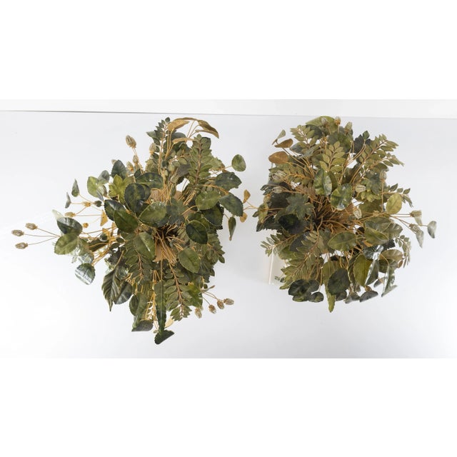 Pair of Italian Ceramic Ram's Head Cornucopia With Toleware Foliage For Sale - Image 11 of 13