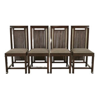 Frank Lloyd Wright for Cassina Arts & Crafts Dark Cherry Wood Dining Chairs, Set of Four For Sale