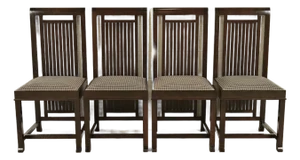 Frank Lloyd Wright for Cassina Arts & Crafts Dark Cherry Wood Dining Chairs, Set of Four