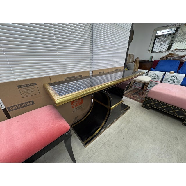 Black 1980s Mastercraft Console Table Designed by William Doezema For Sale - Image 8 of 12