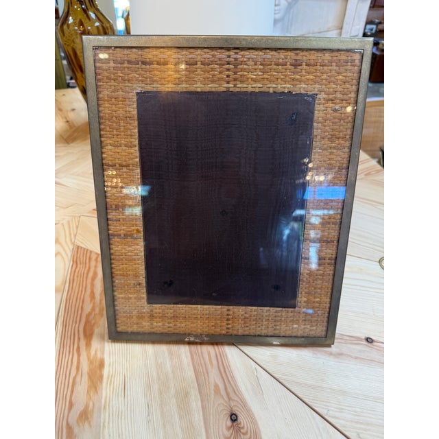 Woven Rattan Picture Frame With Metal Border For Sale - Image 4 of 7