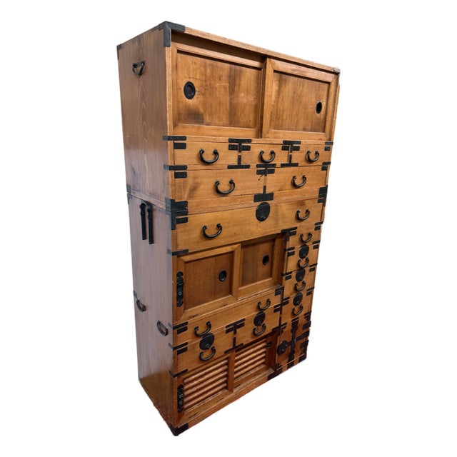 Japanese Tansu Chest of Drawers, Two Piece For Sale