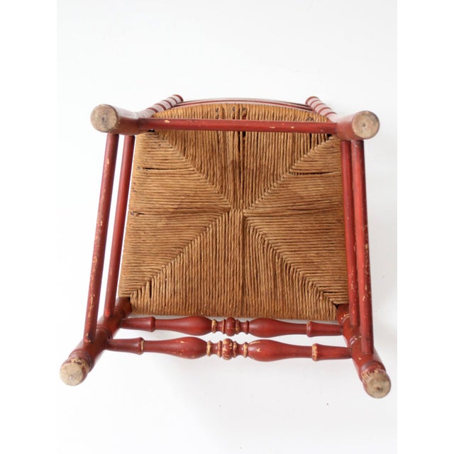 Vintage Red Ladder Back Rush Seat Chair For Sale - Image 16 of 18
