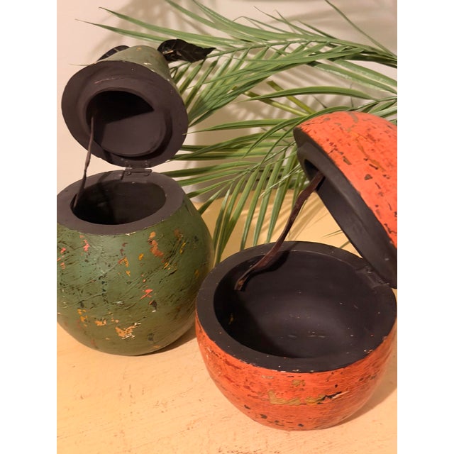 Olive Vintage Large Fruit Shaped Tea Boxes - A Pair For Sale - Image 8 of 10
