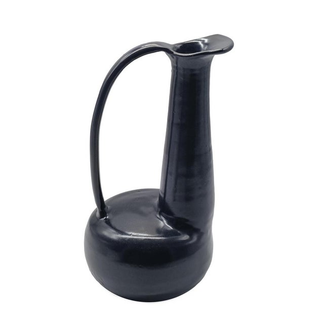 Gio Ponti Black Bucchero Ceramic Vase by Gio Ponti for Costantino, Italy, 1997s For Sale - Image 4 of 11