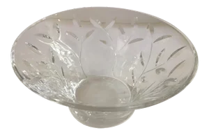Mid-Century Lead Crystal Serving Bowl With Vine Pattern