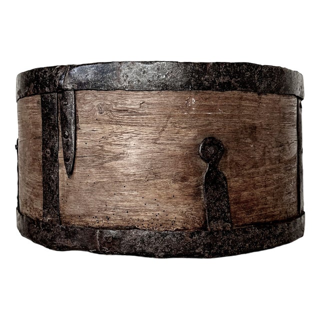 Antique Wrought Iron Wooden Bowl, 1890s For Sale