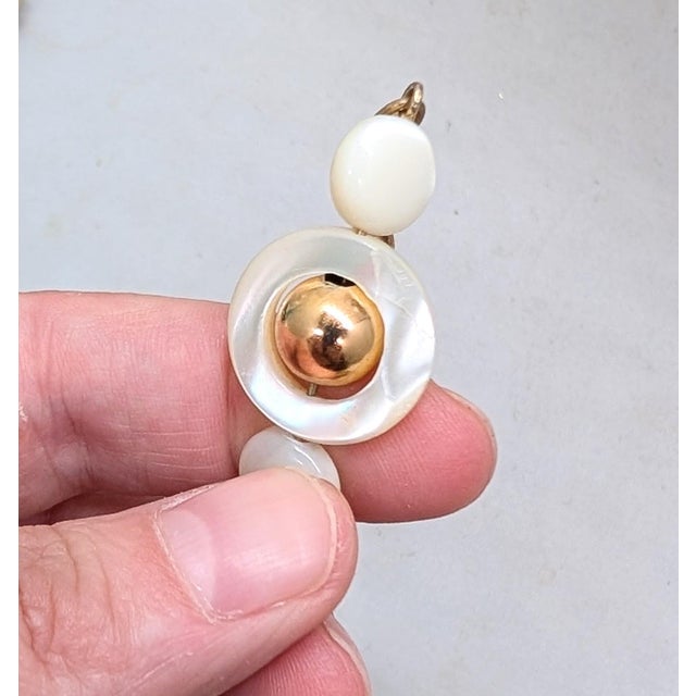 White Vintage Napier Goldtone Mother-of-Pearl Disc Sautoir Necklace For Sale - Image 8 of 10