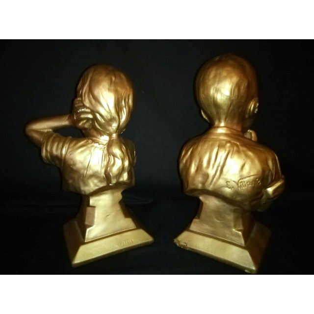 1970s 1970s Signed and Marked Emmanual Villanis Bookend Busts- Set of 2 For Sale - Image 5 of 8