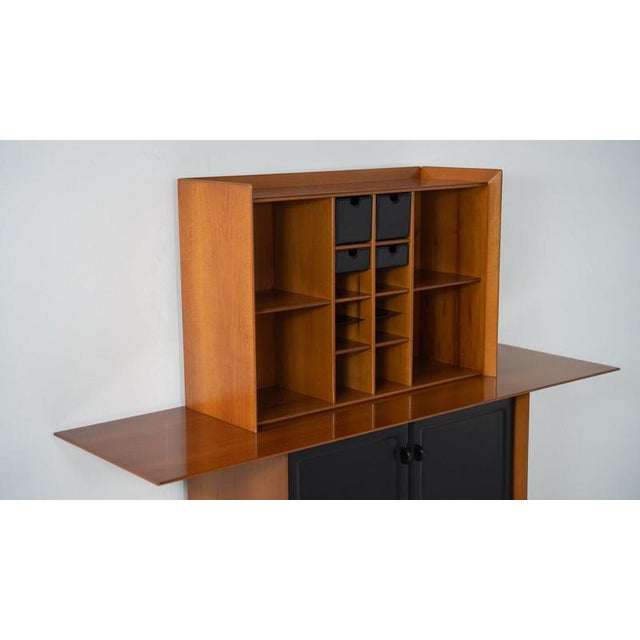 Mid-Century Modern Cabinet in Wood and Leather, Italy, 1970s For Sale - Image 12 of 14