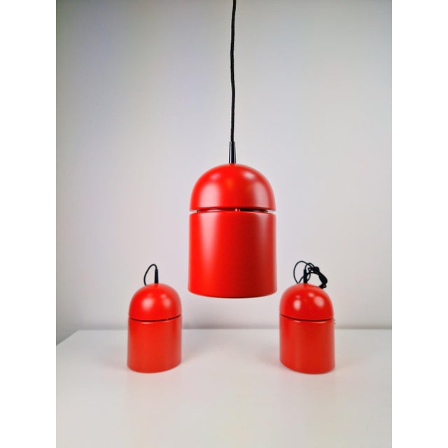Red Vintage Uni Pendant Lamps by Vagn Dyring for Nordisk Solar, 1970s, Set of 3 For Sale - Image 8 of 14