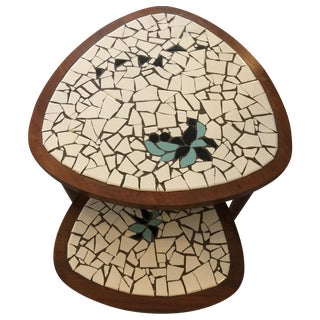 Vintage Nesting Tables with Mosaic Inlay - A Pair For Sale