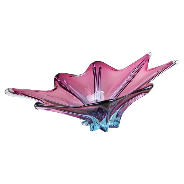 Mid-Century Murano Glass Bowl in Purple-Blue Tones, Italy, 1960s For Sale