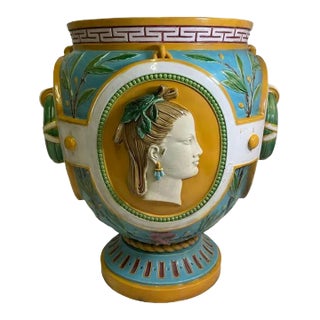 Late 19th Century Minton Majolica Four Seasons Jardiniere For Sale