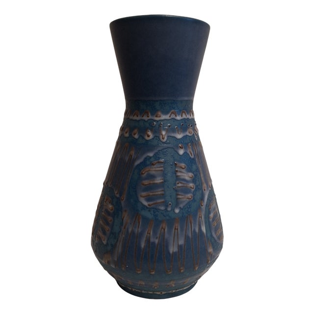 Mid-Century Blue-Gray Glazed Vase from Carstens, Germany, 1960s For Sale