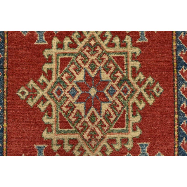 Red Kazak Runner 2’8” X 12’4” Red Wool Tribal Hand-Knotted Oriental Rug For Sale - Image 8 of 13