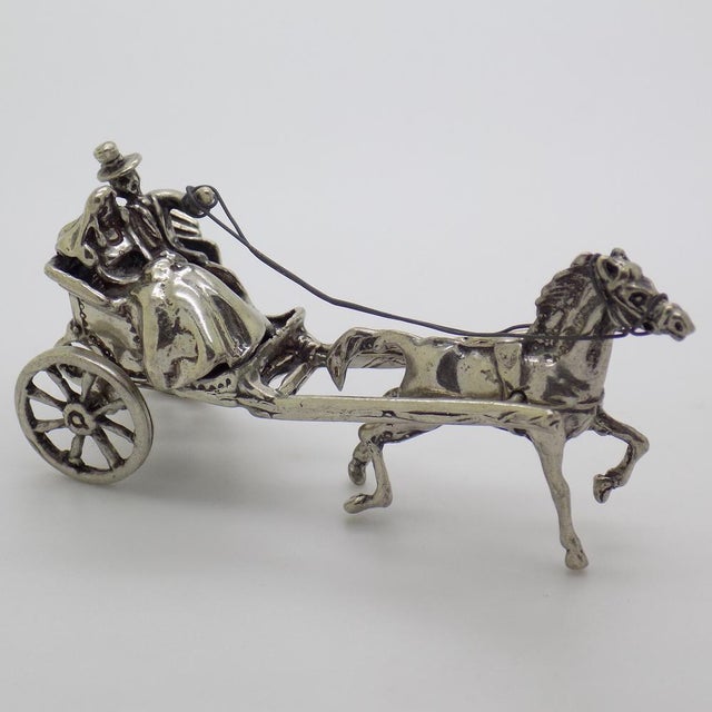 Vintage Italian Handmade Sterling Silver 925 Just Married Carriage with Horse Figurine, 1970s For Sale - Image 13 of 13