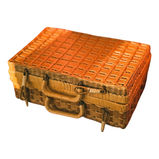 Vintage Rattan Picnic Basket, 1960s-1980s For Sale