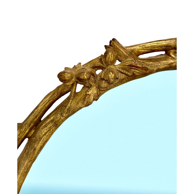 French Monumental 19th-Century French Faux Bois Giltwood Mirror in the Naturalist Style For Sale - Image 3 of 11