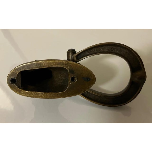 French Bronze Horse Head Door Knocker With Horseshoe Clapper For Sale - Image 13 of 14