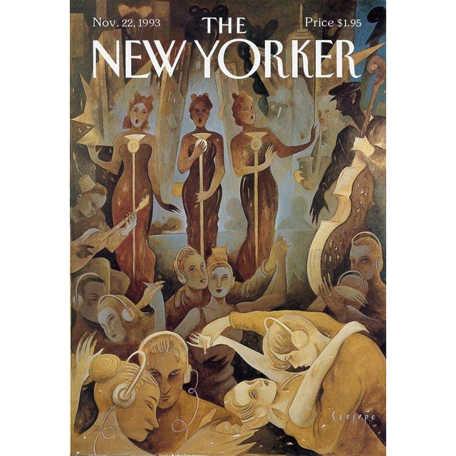 Original vintage New Yorker magazine cover dated November 22, 1993 featuring a Nightclub theme. Cover illustration by...