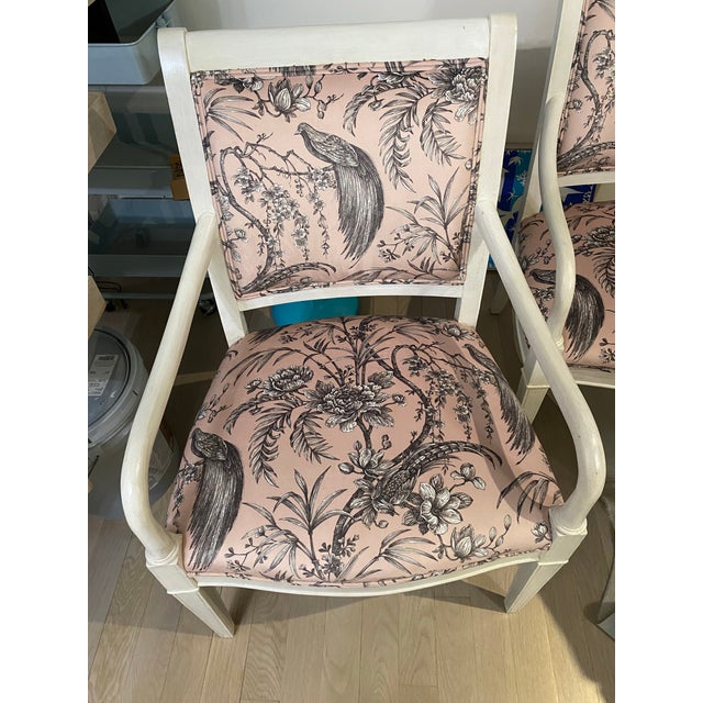 Mid 20th Century Wooden Chairs With Fabric Seats and Backs- Set of 2 For Sale In New York - Image 6 of 10