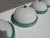 Industrial Metalic Green Lacquered Ceiling Lamp in White Opaline Glass, 1940s For Sale - Image 11 of 12