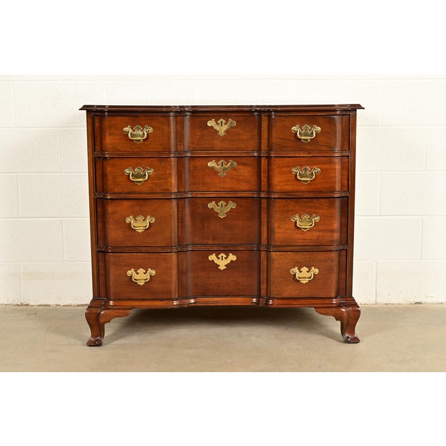 A gorgeous Georgian or Chippendale style four-drawer block front dresser, chest of drawers, or commode By Councill...
