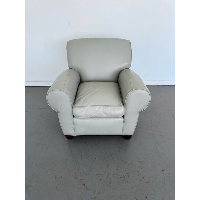 Animal Skin Pottery Barn Manhattan Roll Arm Leather Chair For Sale - Image 7 of 9