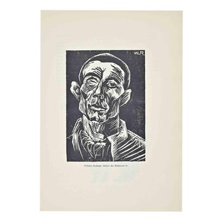Wilhelm Rudolph, Portrait of the Sculptor G., 1920s, Woodcut For Sale