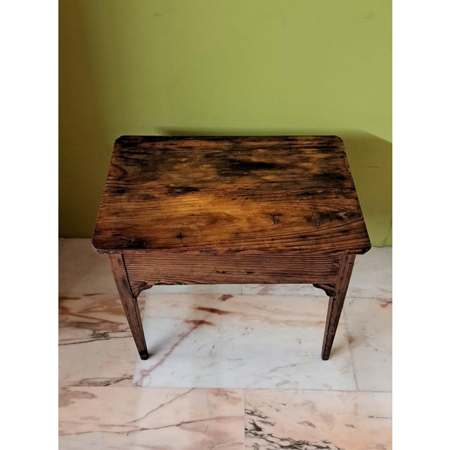 Brown Vintage Rustic Side Table, 1950 For Sale - Image 8 of 11