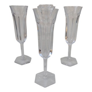 Baccarat Crystal Champagne Flutes Malmaison Model, 1970s, Set of 5 For Sale