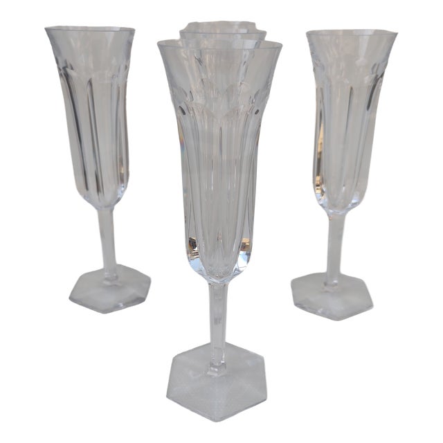 Baccarat Crystal Champagne Flutes Malmaison Model, 1970s, Set of 5 For Sale