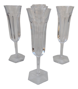 Baccarat Crystal Champagne Flutes Malmaison Model, 1970s, Set of 5